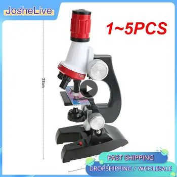 1 ~ 5ШТ Светодиодный лабораторный микроскоп Для детей, Биологический микроскоп для школьника, домашняя школьная Научная развивающая игрушка