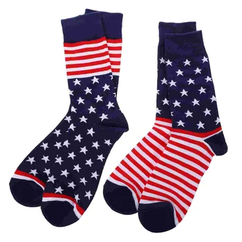 2 пары мужских носков с флагом Америки, тюбик в течение дня, модные хлопчатобумажные чулки Мужские