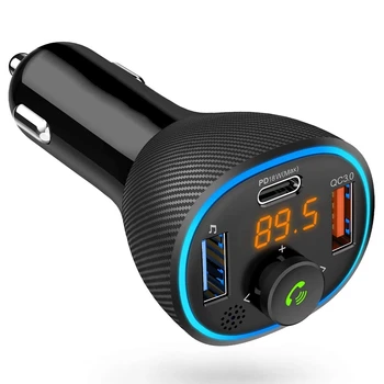 Bluetooth-Передатчик Для Автомобиля, Беспроводной Аудиоадаптер Quick Charge 3.0 С Двойным USB-разъемом С Голосовым Управлением Siri и Google Assistant
