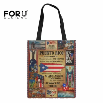 FORUDESIGNS, Женская сумка для покупок, дорожная сумка для культуры Пуэрто-Рико, Многоразовая сумка для хранения, складная Эко-сумка для бакалеи