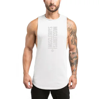 Muscle Guys Тренажерный зал Бодибилдинг Горячая распродажа, модные топы в стиле хип-хоп, Летняя хлопковая дышащая мужская повседневная рубашка для фитнеса без рукавов