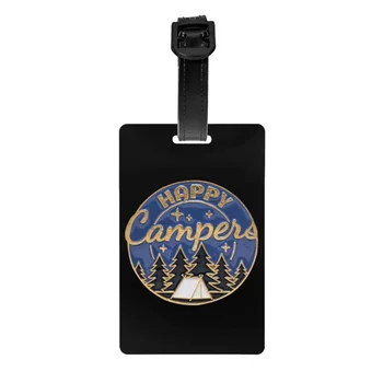 Багажная бирка Happy Camper Adventure Camping Camp Дорожная сумка для чемодана, Идентификационная этикетка для защиты конфиденциальности