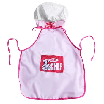 Детская Шляпа шеф-повара, фартук для приготовления выпечки, подарок для мальчиков и девочек, подарок для младших поваров (розовый)