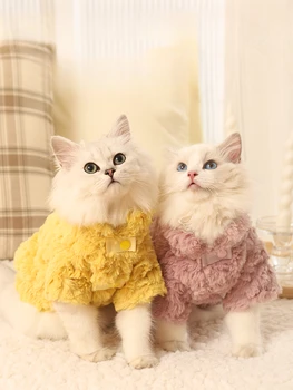 Зимняя одежда для кошек Теплое пальто с хлопковой подкладкой на флисовой подкладке Зимняя одежда для котенка