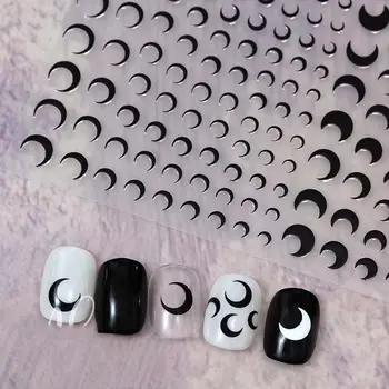 Корейский нейл-арт, Черно-Белые Самоклеящиеся украшения для нейл-арта, Звездочки, наклейки для ногтей, бабочки, наклейки для ногтей, Луна, наклейки для ногтей
