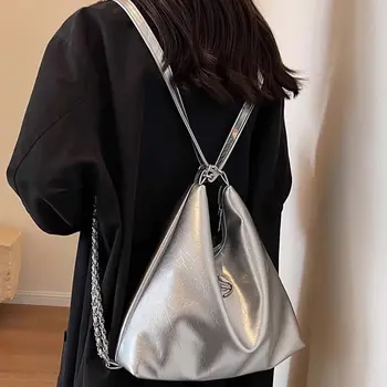Креативная простая сумка-тоут из искусственной кожи, портативная милая сумка двойного назначения, милый рюкзак для девочек в корейском стиле для меньшинств, простой рюкзак