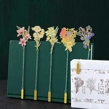 Латунные цветы Латунная закладка Ретро Подвеска с кисточкой Зажим для книги Подарок студенту Канцелярские принадлежности Металлическая закладка учителю
