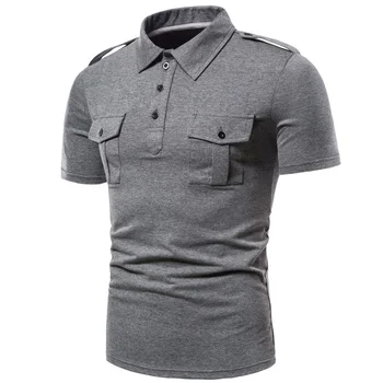 Мужские поло Para Hombre, Новый бренд, повседневная однотонная тренировочная рубашка Homme Cargo с двойным карманом для летних топов