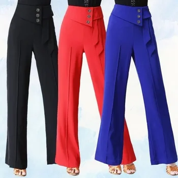 Новые осенне-зимние широкие брюки Женские с высокой талией для современных танцев, бальные, латиноамериканские повседневные Z33