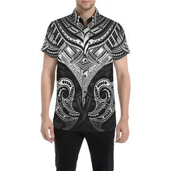 Полинезийская рубашка с коротким рукавом Гавайская рубашка Парикмахерская Рубашка с 3D принтом Мужская и женская футболка в стиле хип-хоп