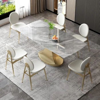 Сочетание обеденного стола и стула из светлого шифера класса люкс GY13, набор садовой мебели Muebles для небольшой квартиры в итальянском стиле